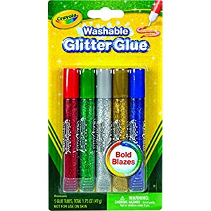 Crayola Washable Glitter Glue, Bold Blazes, Colors may vary, 5 Count, 1.75 oz