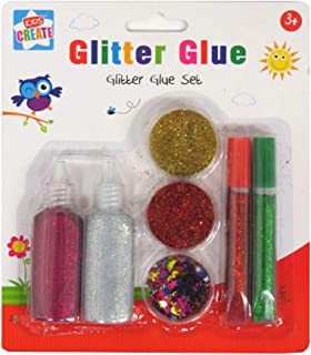 The Design Group Kids Create Arts and Crafts Glitter Glue Set, Plastic, Assorted Colour, 9-Piece