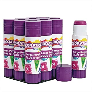 Colorations Best-Value Washable Large Glue Sticks Classroom Supplies for Arts and Crafts (Pack of 12) LGTRAY