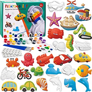 KODATEK 65 Pieces Kids Arts and Crafts Painting Kit, Paint Your Own Figurines, STEAM Projects Creative Activity DIY Toys, Ceramics Plaster Painting Set Gift Toys for 3 4 5 6 7 8+ Year Old Boys & Girls