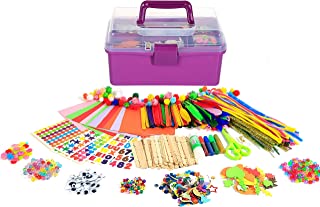 Arts Craft Supplies for Kids, 1000+ PCS Toddler DIY Craft Art Supply Set Include Pipe Cleaners, Pom Poms, Pony Beads, Googly Eyes, Storage Box, Best Gift for 5 -12 Years Old Boys and Girls - Christmas