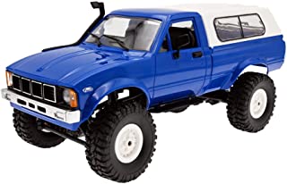 RC Rock Crawler WPL C24 RTR 1/16 Pickup Trucks Blue with LED Lights 2.4Ghz 4x4 Off-Road RC Semi Trucks All Terrain Car, RC Crawler Remote Control Truck for Boys and Adults