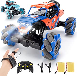 XMWRC 1:14 Scale 4WD Metal Remote Control Car, 360° Rotating Hand Gesture Sensor Control Monster Truck All Terrains RC Car Vehicle Car with Two Rechargeable Batteries for Boys Kids and Adults…