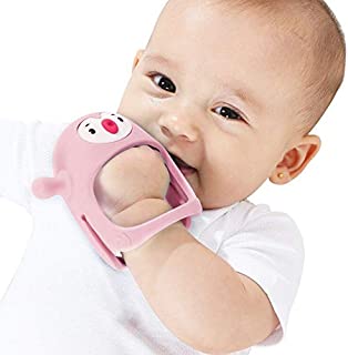 Toy for 0-6month Infants, Baby Chew Toys for Sucking Needs, Hand Pacifier for Breast Feeding Babies, Car Seat Toy for New Born,Light Pink