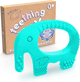 BABY ELEFUN Teething Toy Ring - BPA Free Silicone, Easy to Hold Teethers with Gift Package Included, Effective Elephant Teether Rings Toys Best for Babies 0-6 and 6-12 Months, Infant Boy and Girl