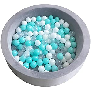 Amuya Foam Ball Pit 35x12 Inch Round Soft Lagre Ball Pit ,Toddlers Kid Baby Ball Pit for Indoors and Outdoors Game, 1-3 Years Old Ideal Toys Gift, (Balls NOT Included ) Grey