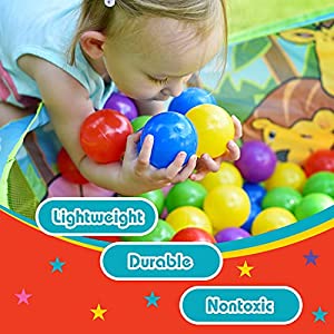 200 Ball Pit Balls for Kids – Plastic Ball Refill Pack for Kids | Phthalate and BPA Free Non-Toxic Plastic Ball Pack | Reusable Storage Bag with Zipper – Sunny Days Entertainment