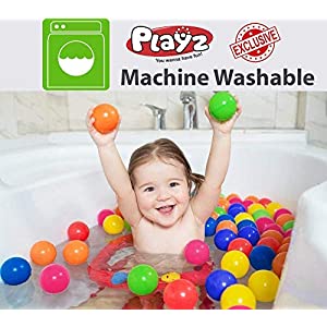Playz 50 Soft Plastic Mini Ball Pit Balls w/ 8 Vibrant Colors - Crush Proof, No Sharp Edges, Non Toxic, Phthalate & BPA Free for Baby Toddler Ball Pit, Play Tents & Tunnels Indoor & Outdoor