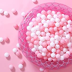 GOGOSO Ball Pit Balls 100 PCS for Toddles, Kids Plastic Balls for Ball Pit , Pool, Pink Party Accessories, Birthday Decoration, Crush Proof and Durable with Storage Bag