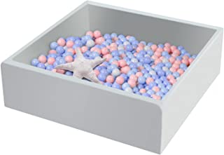 UHAPPYEE Extra Large Square Foam Ball Pit for Toddler, 47"x47"x14" Soft Ball Pit Pool with Removable Cover, Indoor Memory Sponge Ball Playpen Without Balls - Light Grey