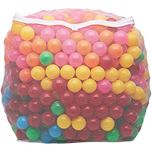 Amazon Basics BPA Free Crush-Proof Plastic Ball Pit Balls with Storage Bag, Toddlers Kids 12+ Months, 6 Bright Colors - Pack of 1000