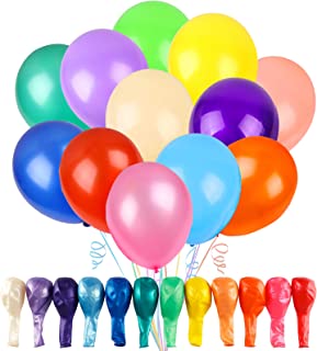 RUBFAC 120 Balloons Assorted Color 12 Inches Rainbow Latex Balloons, Multicolor Bright Balloons for Party Decoration, Birthday Party Supplies or Arch Garland Decoration