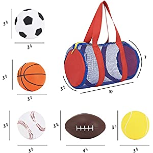 Balls for Kids, Toddler Sports Toys - Set of 5 Foam Sports Balls + Free Bag - Perfect for Small Hands to Grab - Ball Toys for Toddlers 1-3, Foam Balls for Kids - Baby Soccer Ball, Baby Sports Balls