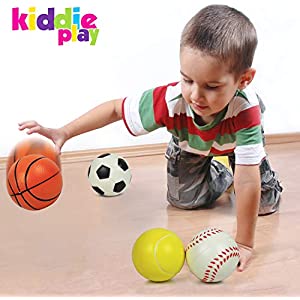 Kiddie Play Set of 4 Balls for Toddlers 1-3 Years 4" Soft Soccer Ball for Kids