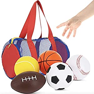 Balls for Kids, Toddler Sports Toys - Set of 5 Foam Sports Balls + Free Bag - Perfect for Small Hands to Grab - Ball Toys for Toddlers 1-3, Foam Balls for Kids - Baby Soccer Ball, Baby Sports Balls