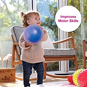 Edushape Change-A-Color Sensory Ball for Baby - 7” Baby Ball That Helps Enhance Gross Motor Skills for Kids Aged 6 Months & Up - Pack of 1 Interactive Incredi-Ball for Sensory Development