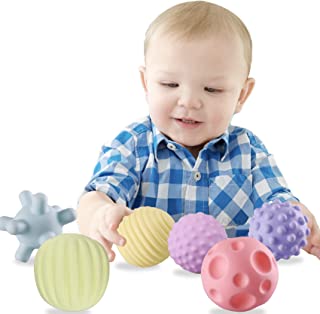 Sensory Balls for Baby Massage Stress Relief, Textured Multi Baby Balls Gift Sets,Water Bath Toys, 6 Spikey Sensory Squeeze Ball for Kids Toddlers(6 Pack)