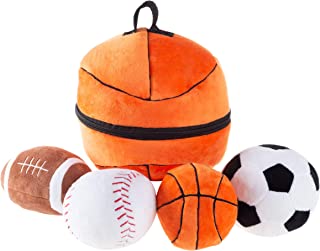 Hey! Play! My First Sports Bag Playset- Plush Soccer, Baseball, Basketball & Football for Babies, Infants & Toddlers- Gift Set with Storage Bag