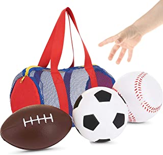 Large Balls for Little Kids - Fun Set of 3 Sports Balls in Convenient Storage and Carry Bag - Includes 5" Baseball, 5" Soccer Ball, 8" Football - Perfect for Outdoor and Indoor Safe Play
