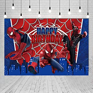 Spiderman Party Decorations Backdrop, Happy Birthday Background Banner for Kids Boys Birthday Party Decoration, Spiderman Party Supplies(5x3ft)
