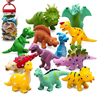 No Hole Baby Dinosaur Bath Toys for Toddler 1-3, 12 PCS Mold Free Kids Bathtub Pool Toys for Infants 6-12 Months