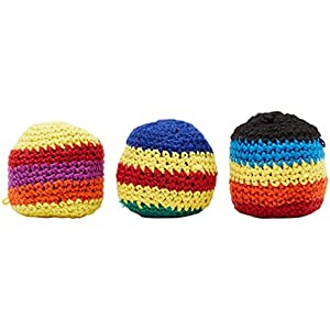 BLUE PANDA Crochet Knitted Sacks, Footbag Kick Balls, Assorted Colors (6 Pack)