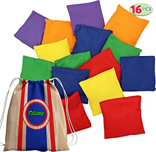 JOYIN 16 Cornhole Bean Bags for Tossing (4.7” x 4.7”), Durable Nylon All-Weather Bean Bags, Includes 15 Bean Bags and a Carry Bag, Cornhole Game Set, Party Game Supplies for Kids & Adults