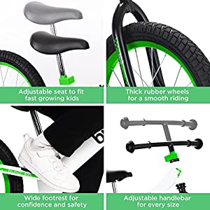 Bixe Balance Bike: for Big Kids Aged 4, 5, 6, 7, 8 and 9 Years Old - No Pedal Sport Training Bicycle | 16inch Wheel