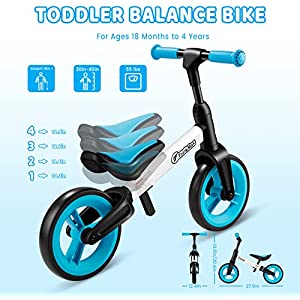 ThinkMax Toddler Balance Bike Adjustable 9 Inch Wheel No-Pedal Balance Bike for Kids Age 18 Months 2 3 Year Old (Blue)