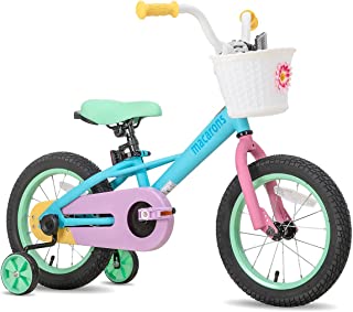 JOYSTAR 12" 14" 16“ Kids Bike for 2-7 Years Girls 33-53 Inch Tall, Girls Toddler Bicycle with Basket, Training Wheels & Coaster Brake, Rainbow Bike, Macarons