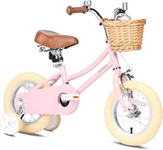 Petimini Girls Bike with Basket for 2-8 Years Old Kids, 12 14 16 18 Inch with Bell and Training Wheels, Multiple Colors