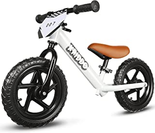 KRIDDO Toddler Balance Bike 2 Year Old, Age 18 Months to 3 Years Old, 12 Inch Push Bicycle with Customize Plate (3 Sets of Stickers Included), Steady Balancing, Gift Bike for 2-3 Boys Girls, WH