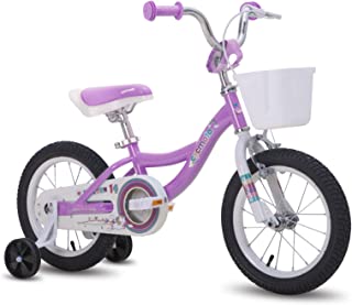 CYCMOTO Girls Bike for 3-9 Years Old Kids,14 16 18 Kids Bike with Training Wheels, Basket and Hand Brake, 18 in Kids Bicycle with Kickstand (Blue Pink Purple)