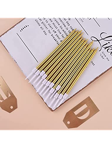 PHD CAKE 24-Count Gold Long Thin Metallic Birthday Candles, Cake Candles, Birthday Parties, Wedding Decorations, Party Candles