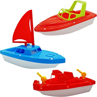 Toy Boat Bath Toys for Kids & Toddlers 3 Pcs Floating Toy Boats for Bathtub, Kids Pool Toys, Beach Toys by 4E's Novelty