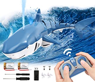 Remote Control Shark Pool Toys for Kids 5-7 8-12, [2022 Version] RC Boat with Light & Spray Water for Pool Lake Bathroom - Rechargeable/40Mins/One-Key Demo, Shark Toys for 5+ Boys Girls Birthday Gift