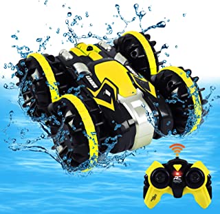 Toys for 6-12 Year Old Boys Amphibious RC Car for Kids 2.4 GHz Remote Control Boat Waterproof RC Monster Truck Stunt Car 4WD Remote Control Vehicle Boys Girls Gifts All Terrain Water Beach Pool Toy