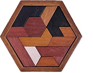 LMC Products Hexagon Wooden Puzzle Toy - Brain Teasers for Kids Ages 10-12. Also Great Brain Teaser Puzzles for Adults