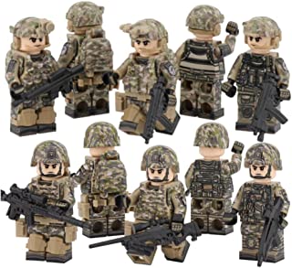 Ten (10) Delta US Army Men Team Toy Soldiers Minifigure Building Block Action Figures Playset with Military Weapons Accessories for Kids Boys Girls