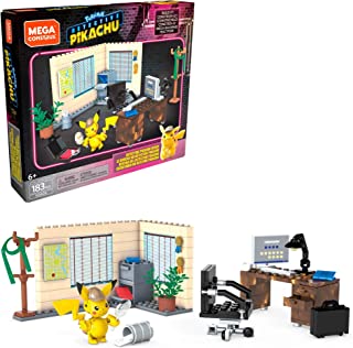 Mega Construx Pokemon Detective Pikachu Pikachu's Office Construction Set with character figures, Building Toys for Kids (183 Pieces)