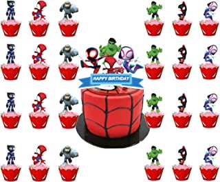 49 Pack Spiderman and His Best Friends Party Cake Toppers for Spiderman Party Supplies