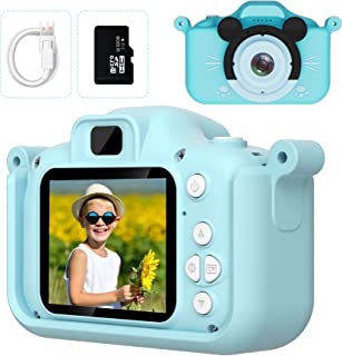 Saneen Kids Camera, 1080P HD Camera for Kids with 32 GB Card, 40MP Kids Digital Camera for Girls Boys Age 2-12, Perfect Christmas Birthday Festival Gifts for Toddler,Blue-Mouse