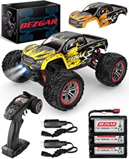 BEZGAR HM123 Hobby Grade 1:12 Scale RC Trucks, 4WD High Speed 45 Km/h All Terrains Electric Toy Off Road RC Monster Truck Vehicle Car with Rechargeable Battery for Boys and Adults