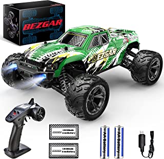 BEZGAR HM166 Hobby Grade 1:16 Scale Fast Remote Control Cars, 4x4 Offroad Waterproof High Speed 40 Km/h All Terrains Rc Trucks Crawler with 2 Rechargeable Batteries for Boys Kids and Adults