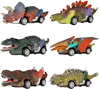 DINOBROS Dinosaur Toy Pull Back Cars, 6 Pack Dino Toys for 3 Year Old Boys and Toddlers, Boy Toys Age 3,4,5 and Up, Pull Back Toy Cars, Dinosaur Games with T-Rex