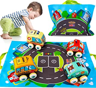 Car Toys for 1 Year Old Boy, Soft Baby Toys Set Pull Back Vehicle Car Set Birthday Gifts Toys for Baby Toddlers Age 1 2 3 Year Old