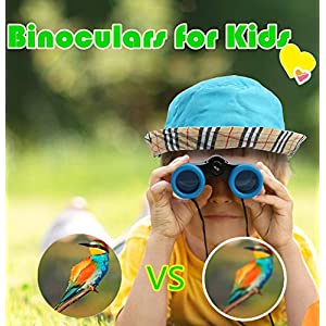 Kids Binoculars Shock Proof Toy Binoculars Set for Age 3-12 Years Old Boys Girls Bird Watching Educational Learning Hunting Hiking Birthday Presents
