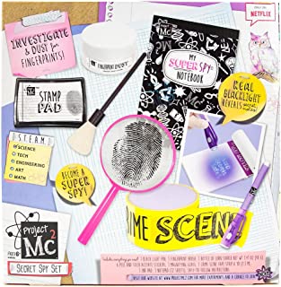 Project MC2 Pretend Play Super Spy Gear STEM Science Kit, Become a Human Lie Detector with Detective Finger Print Identification Set, Crime Scene Tape, Magnifying Glass, Spy Notebook & More Stuff