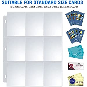 36 Pack 9 Pocket Page Protector, Sooez Trading Card Sleeves Pages Baseball Pages for 3 Ring Binder, Card Sheets for Standard Size Cards, Sport Cards, Game Cards, Business Cards