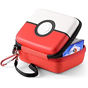 tombert 400+ Carrying case for PTCG Trading Cards, Gifts for Boys, Hard-Shell Storage Box fits Magic MTG Cards and PTCG, Holds 400+ Cards(Red&White)